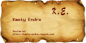 Kmety Endre névjegykártya